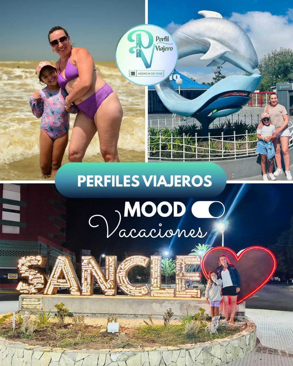 Familia viajera en la costa argentina